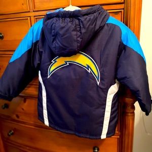 Kids Sz 7 NFL Chargers Winter Jacket Puffer EUC